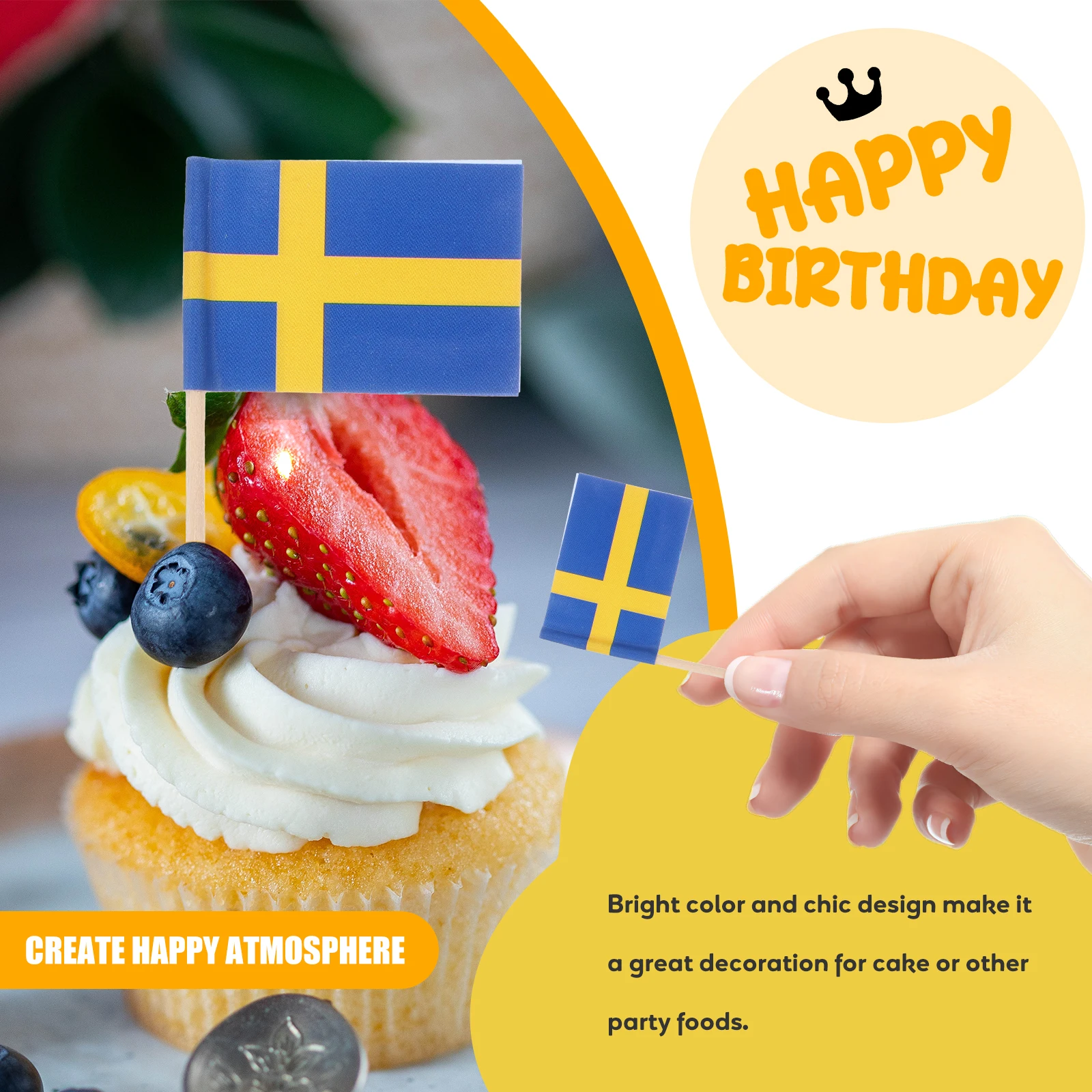 

100 Pcs Card Toothpick Flags Cake Topper Cupcake Picks Kids Food Sticks Dessert Toppers Bright Color