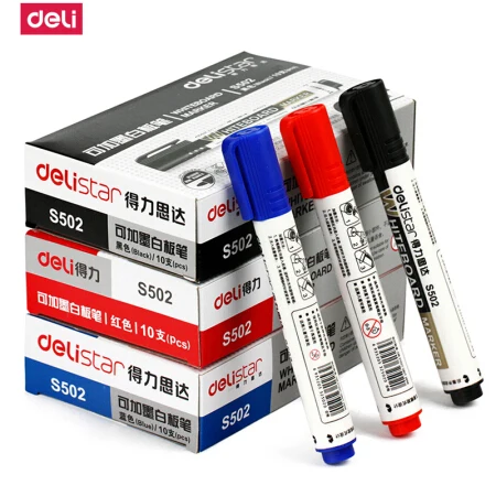 10Pcs/Set Deli S502 Erasable Whiteboard Marker Pen Environment Friendly Markers Office School Home Drop Shipping