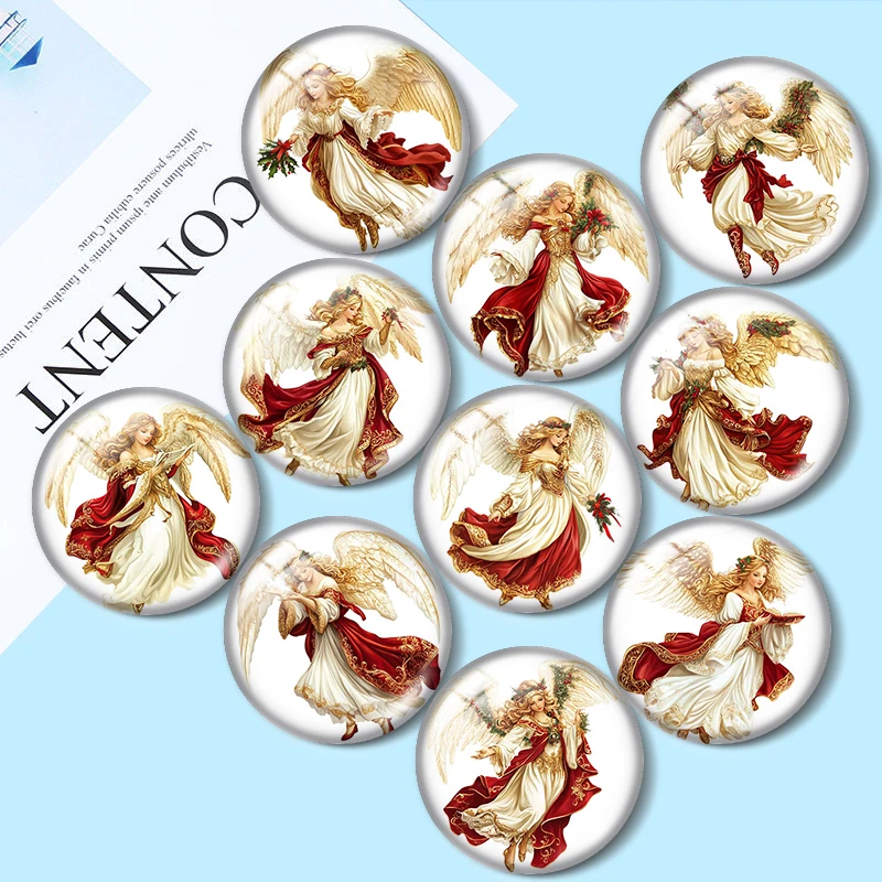 

Vintage baby angel 10pcs mix18mm/20mm/25mm Round photo glass cabochon demo flat back Making findings