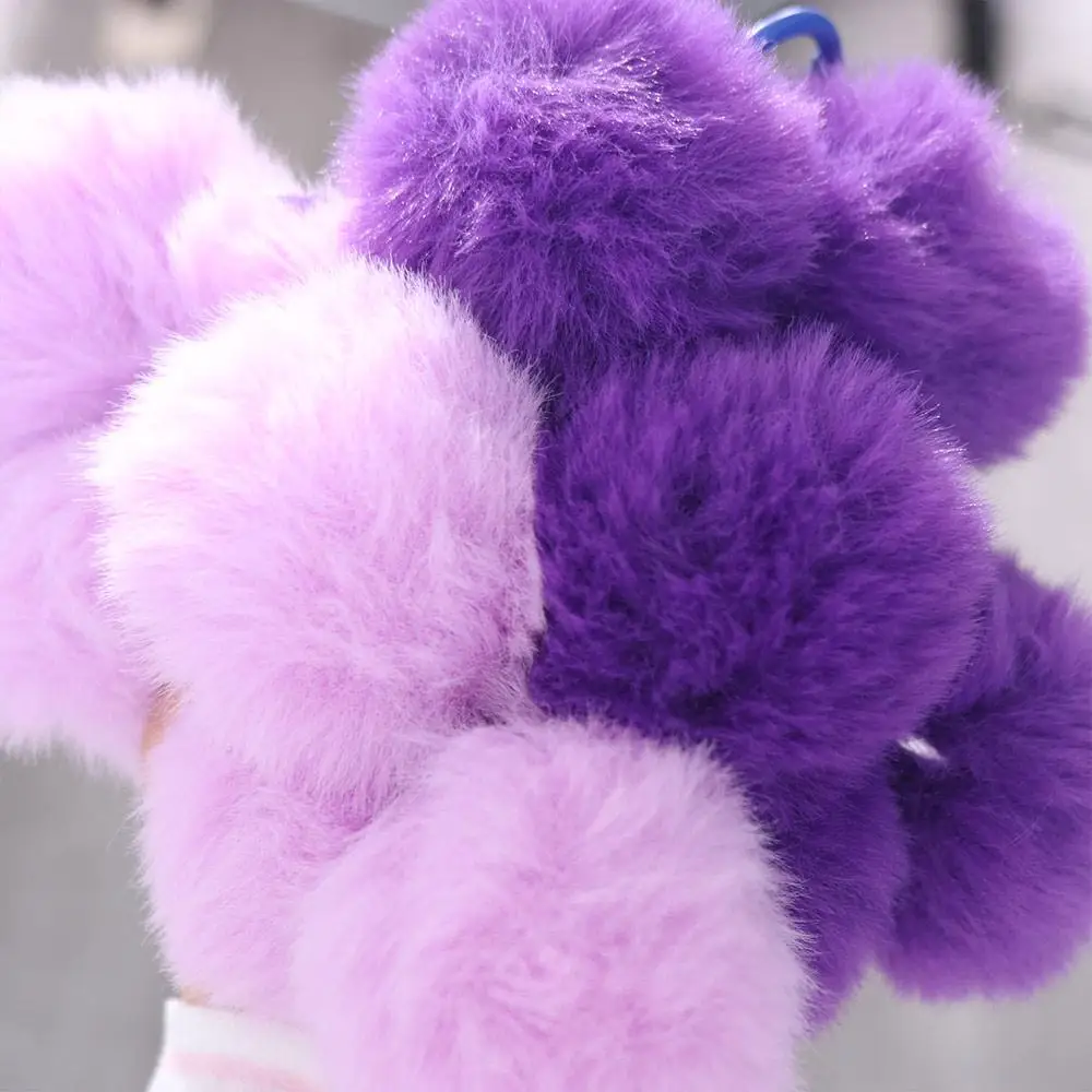 

2 шт., мягкий плюшевый пушистый виноградный брелок, милый брелок из меха кролика рекс с фруктами, подвеска, подвеска, декор, автомобильный брелок, помпоны, брелок