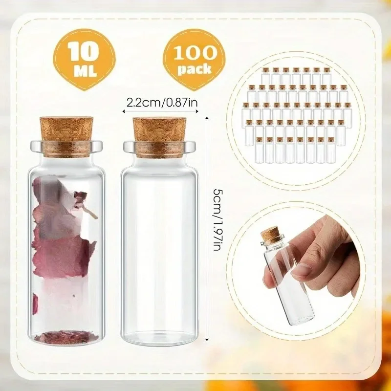 120pcs Tiny Glass Containers Featuring Cork Lid for Crafting Mini Glass Jars 10ml Showcasing Artistic Creations Party Decoration