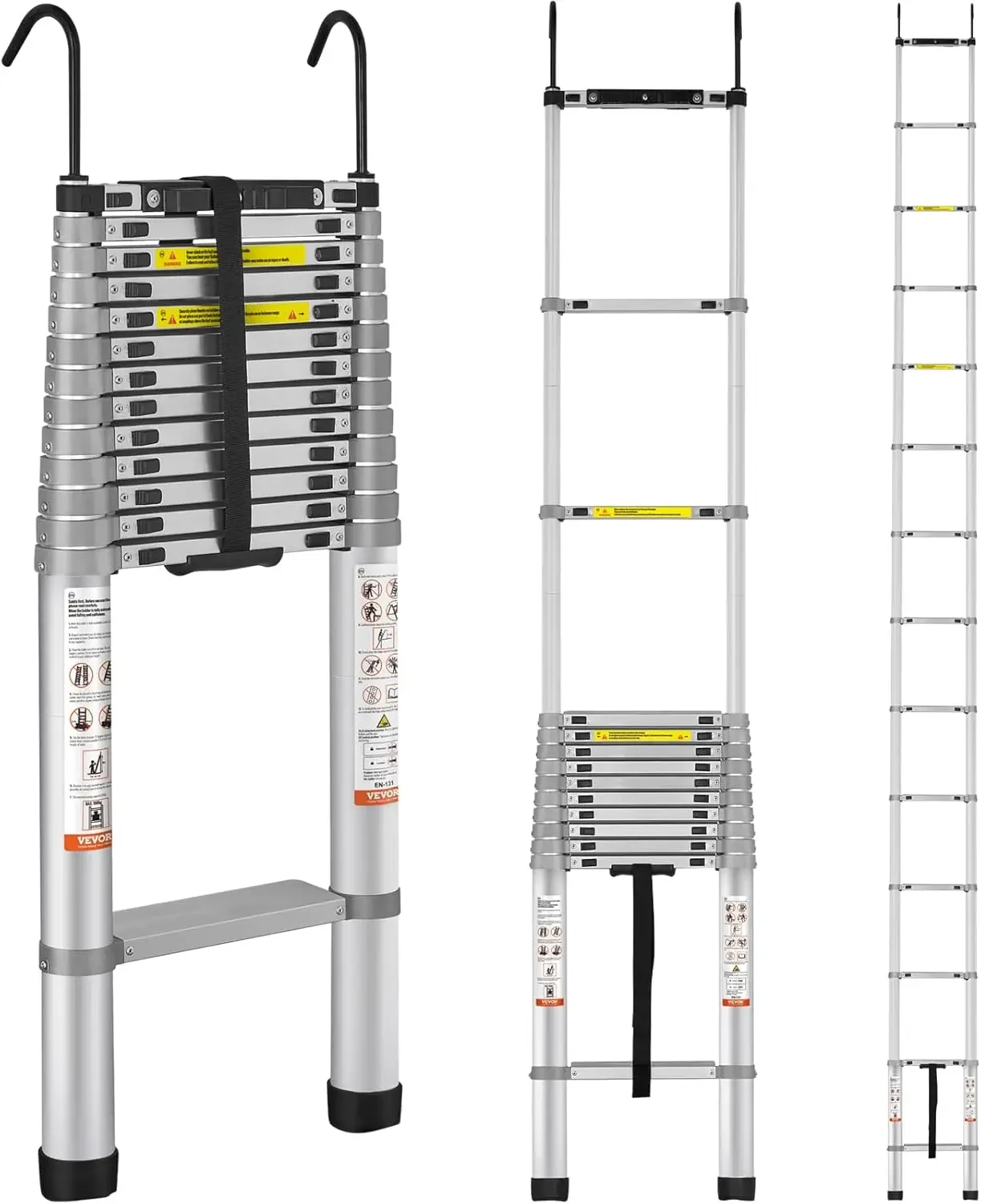 Telescoping Ladder, 18.5 FT Aluminum Collapsible Extension Ladder, 400 LBS Capacity with Non-Slip Feet, Portable Multi-Purpose