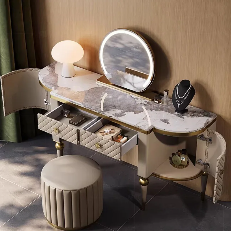 

Luxury Modern Vanity Table Makeup Bedroom Coffee Drawers Storage Dressing Table Comfortable Cosmetics Vestidores Home Furniture