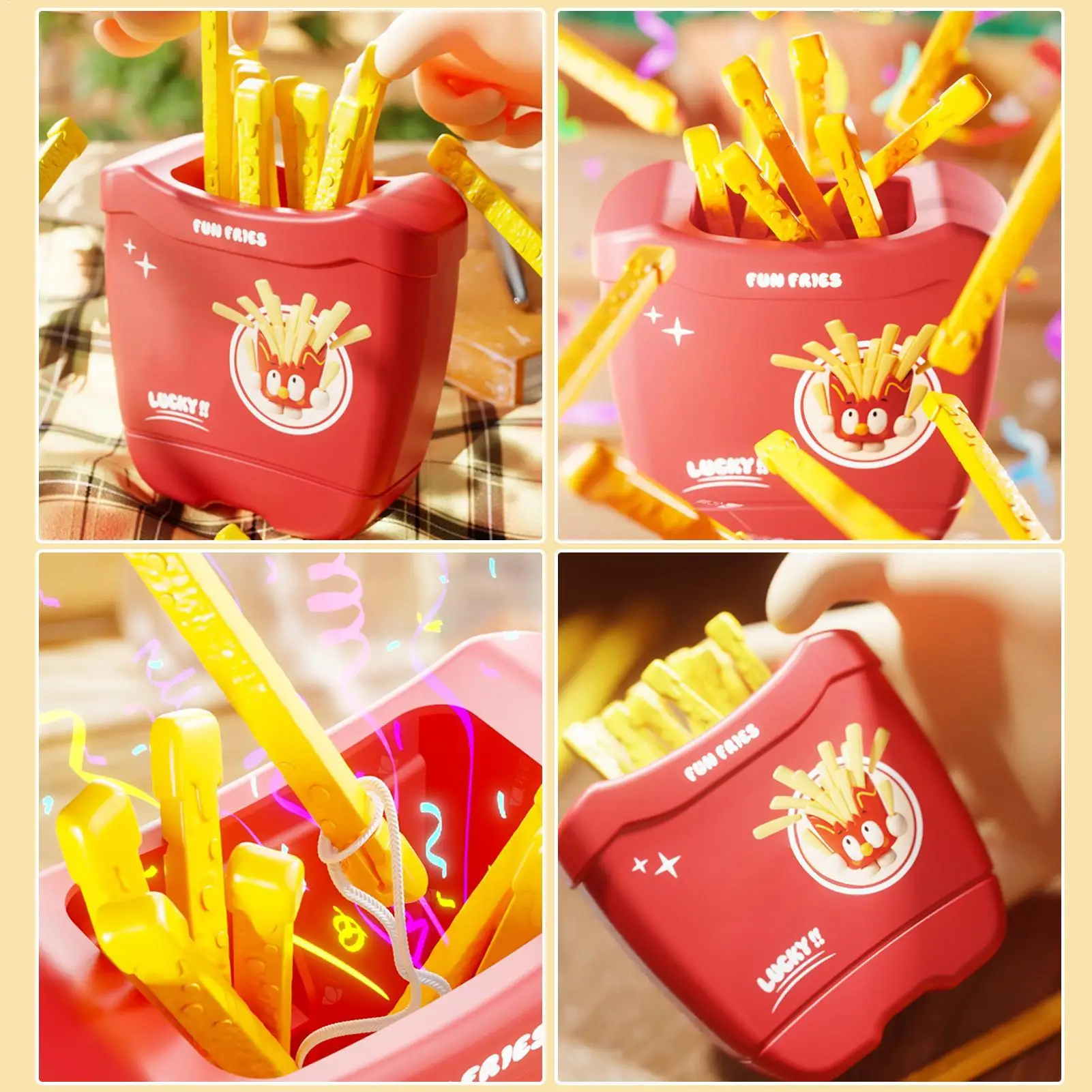 Flying French Fries Desktop Game Draw French Fries Toy Party Multiplayer Tabletop Game Prank Bounce Fries Interaction Games