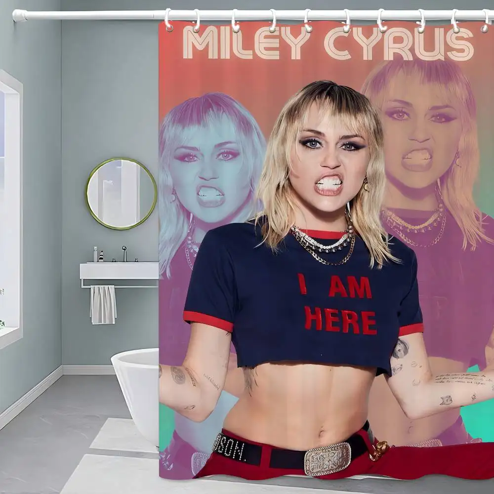 

Поп-певица Майли Сайрус Классический фильм 1 шт. 150x180 см Занавеска для душа с принтом Перегородка для ванной комнаты Водонепроницаемая и устойчивая