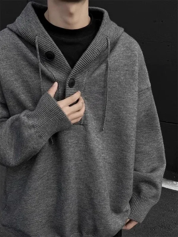 

Мужской вязаный свитер с капюшоном в американском ретро-стиле, свободный повседневный свитер Aosphere Sense, осенне-зимняя новинка из полиэстера