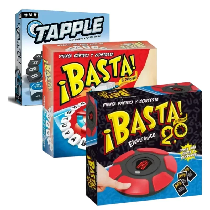 New Upgraded Basta 2.0 Spanish Tapple Word Game - English Tapple Games Version Quick Thinking Letter Pressing Board Game Gifts