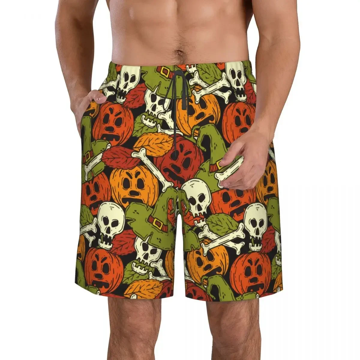 Swimsuit Beach Quick Drying Trunks Pumpkins And Skulls Swimwear Briefs Board Shorts Beachwear