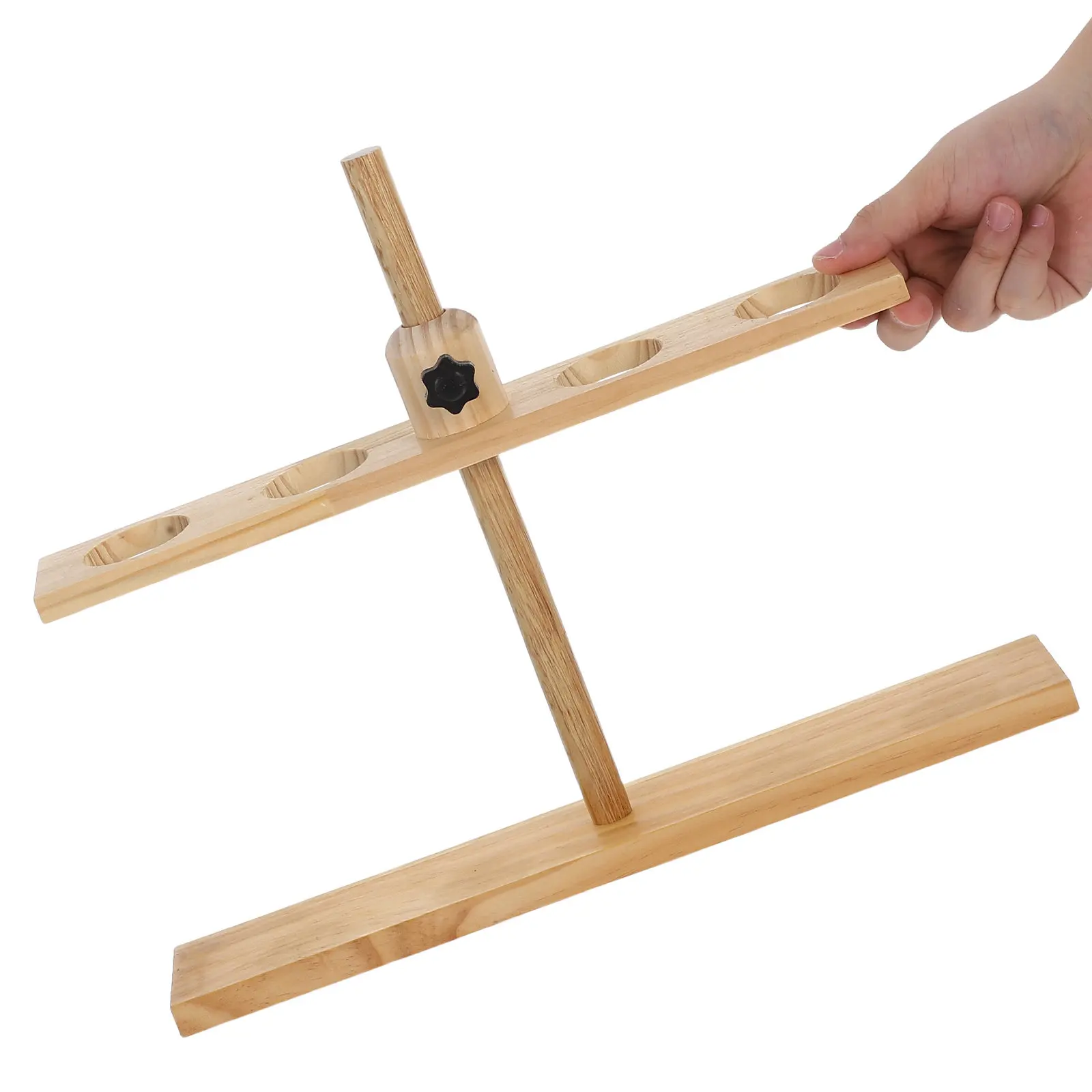 4-Hole Adjustable Wooden Chemistry Funnel Stand for Lab, School & STEM Science Experiments