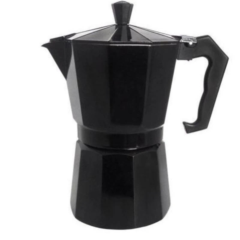 Single European Style  Aluminum Valve Black 150Ml Italian Moka Pot for Two People Hand Pot Home Gas Home Oven Moka Pot