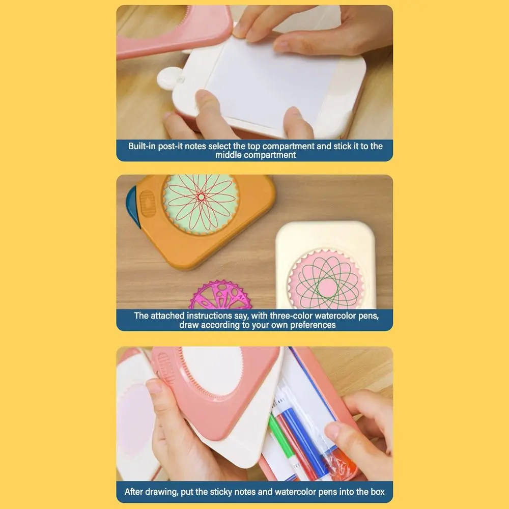 المحمولة مع صندوق تخزين السنبوغراف حاكم مجموعة بلاستيكية رسم التروس المتشابكة عجلات أدوات الرسم على الحائط للأطفال