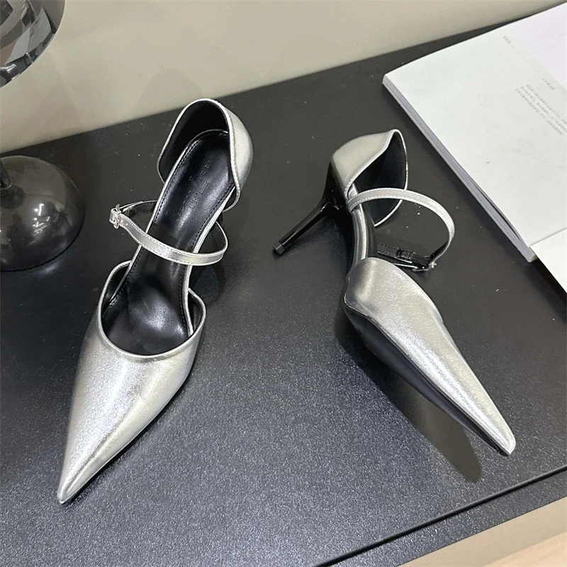 

Aneikeh/Новые пикантные женские туфли-лодочки с острым носком, дизайнерские женские туфли на тонком высоком каблуке с пряжкой и ремешком