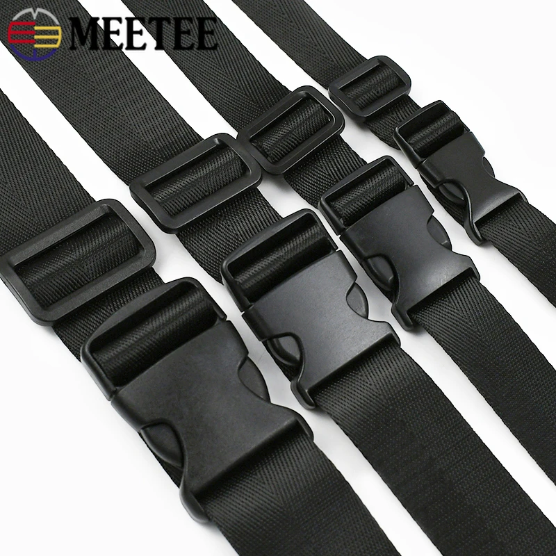 

5Sets 20-50mm Nylon Webbing Tape with Quick Release Buckle Tri Glide Slider for Backpack Belt Bag Strap DIY Sewing Accessories
