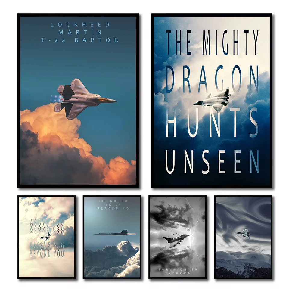 Minimalist Jet Fighter Jet F-15 Eagle Space Aircraft Airplane Poster Canvas Painting Wall Art Pictures Home Interior Decor