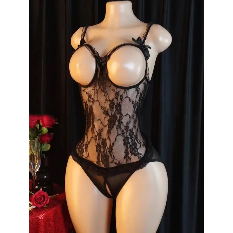 Hot Women's Sex Lingerie Lace Open Breasts Bdsm Crotchless Bodysuit Sexy Underwear 18 Night Of Desire Babydoll Fantasy Clothing - Image 4
