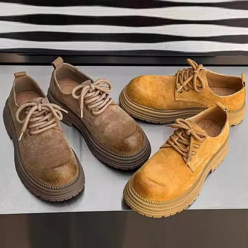 

Low-top Suede Boots For Men Spring Breathable New Style Thick-soled Casual Shoes High-end Leather Workwear Shoes