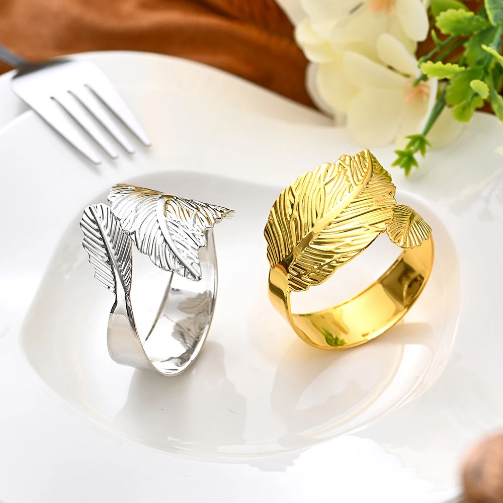 4/6/12/18Pcs Gold Maple Leaf Napkin Ring Sliver Metal Napkin Rings Holders For Wedding Party Dinner Hotel Elegant Table Decor