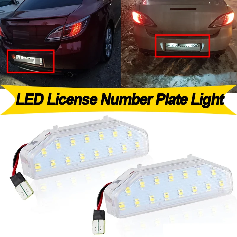 Image of 2PCS Für Mazda 6 GH 2007 2008 2009 2010 2011 2012 Auto LED Kennzeichen Licht Kennzeichen Lampe canbus Weiß