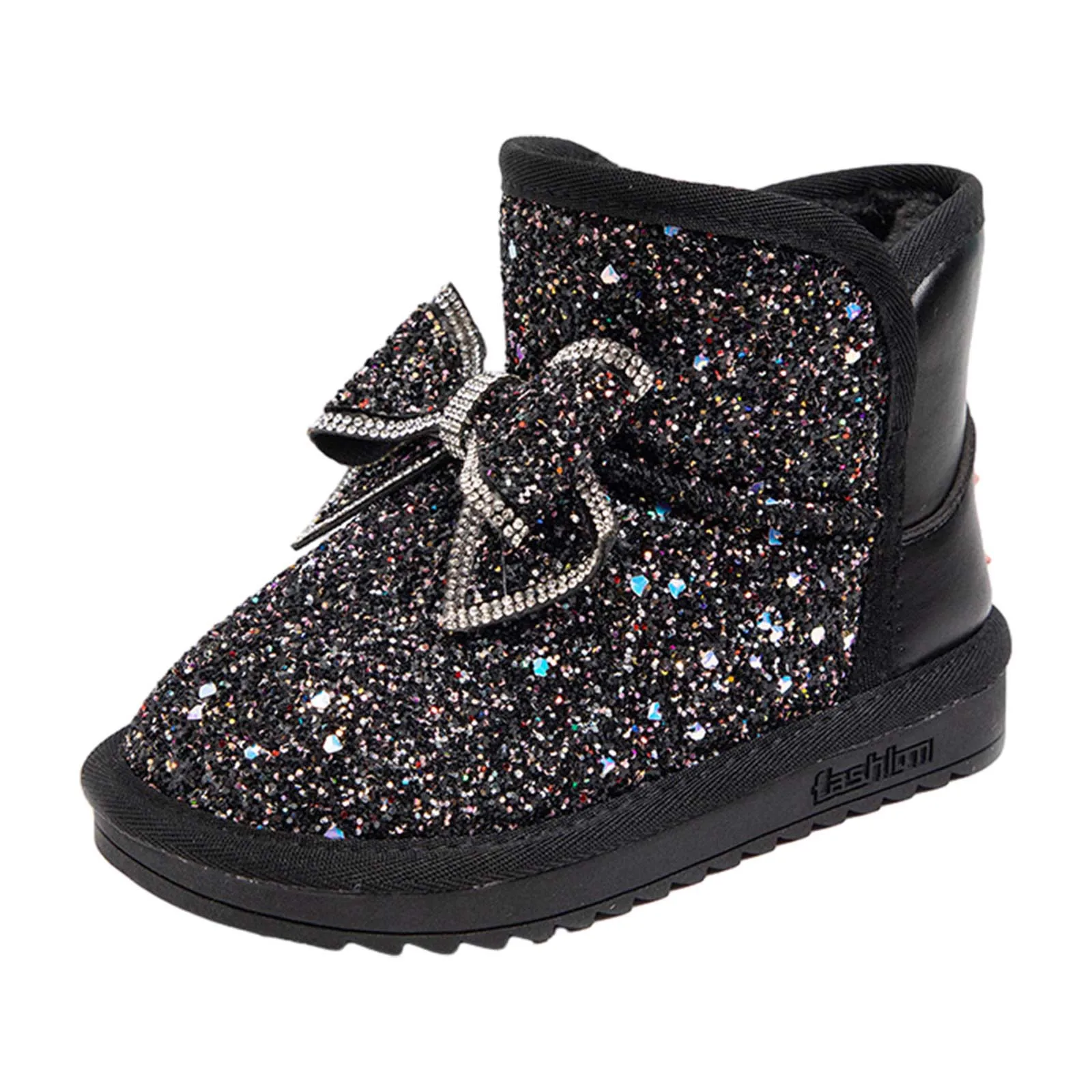 Kinder Baumwoll schuhe Winter Mädchen Schneeschuhe Fleece gefüttert verdickt warmen Komfort Diamant Stiefel niedlichen Baby Mädchen rutsch feste Stiefel