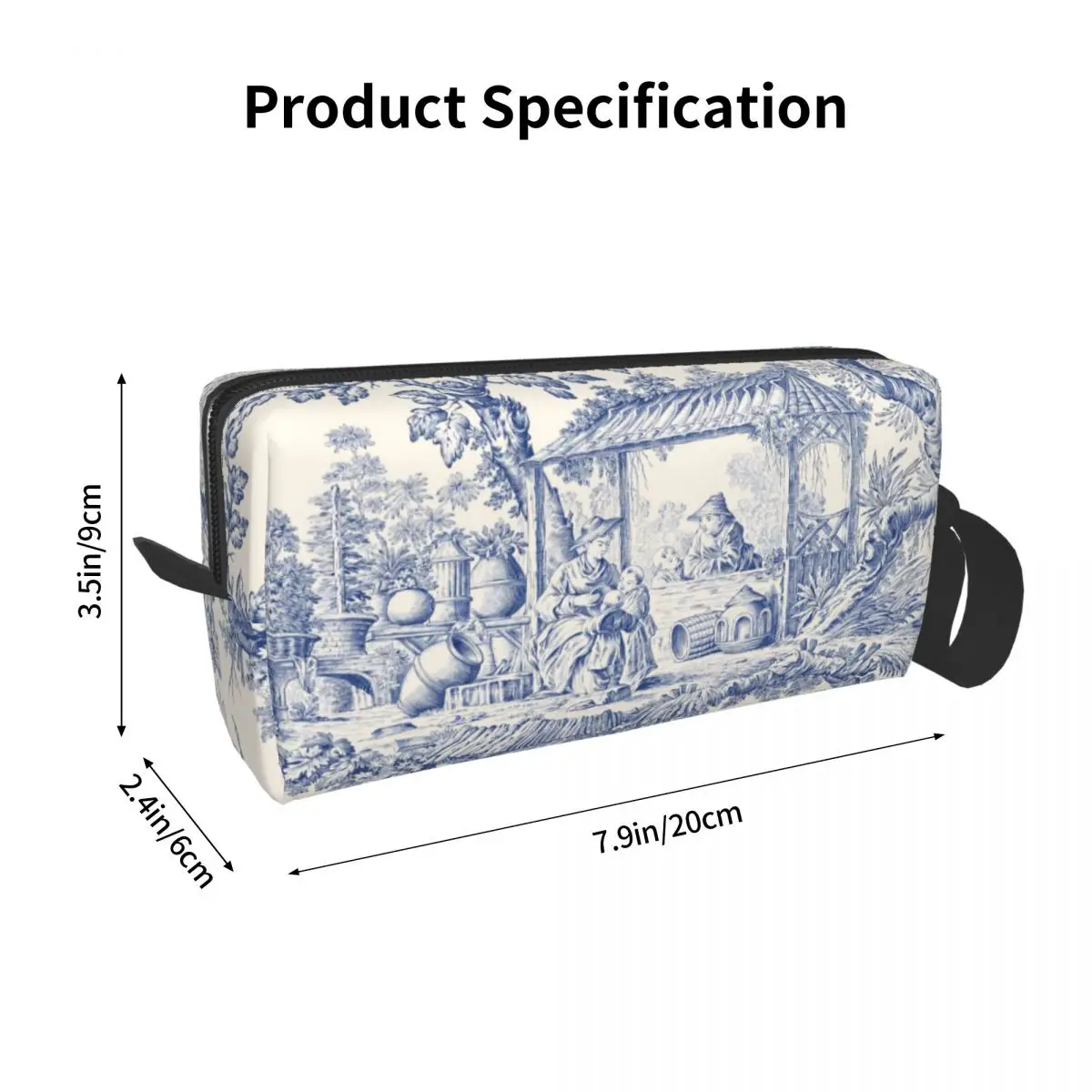 Trousse de maquillage à motif bleu marine pour femme, trousses de toilette classiques, rangement de voyage, cosmétiques, mode, jouets français