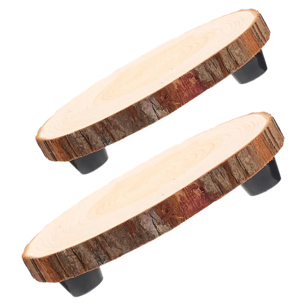 2Pcs Round Wooden Plant Stand Base Rustic Pedestal for Home Decor Wedding Centerpieces Party Display Cake Cupcake Riser