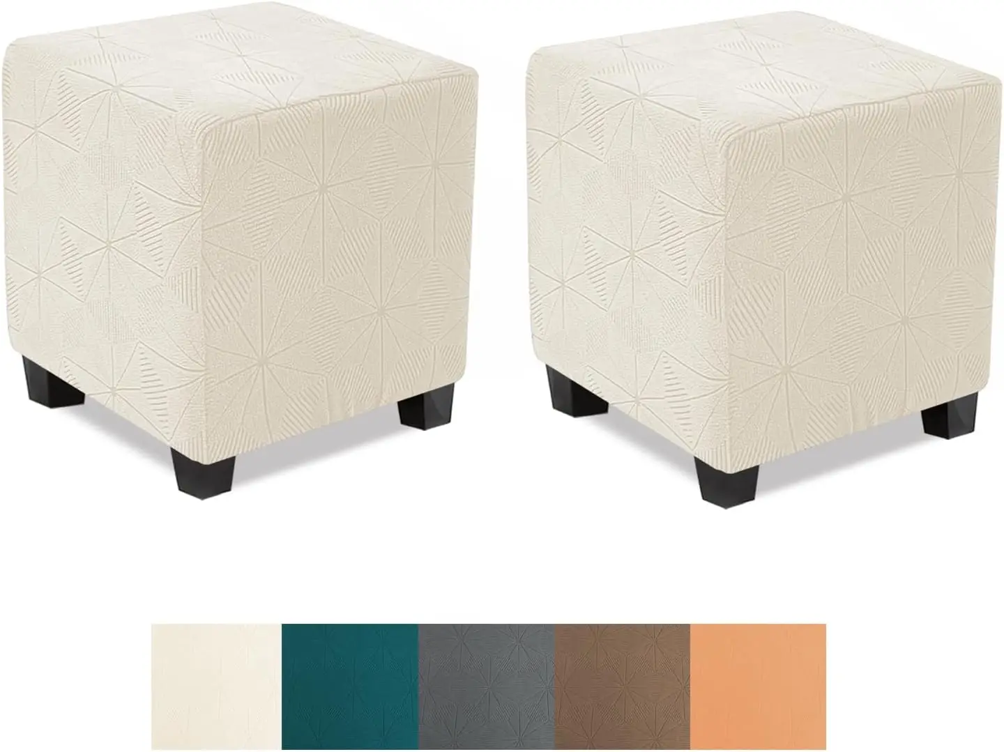 

Small Ottoman Cover Square, Stretch Slipcover For Storage Stool, Soft Knitted Jacquard Footstool Protector For Living Room,
