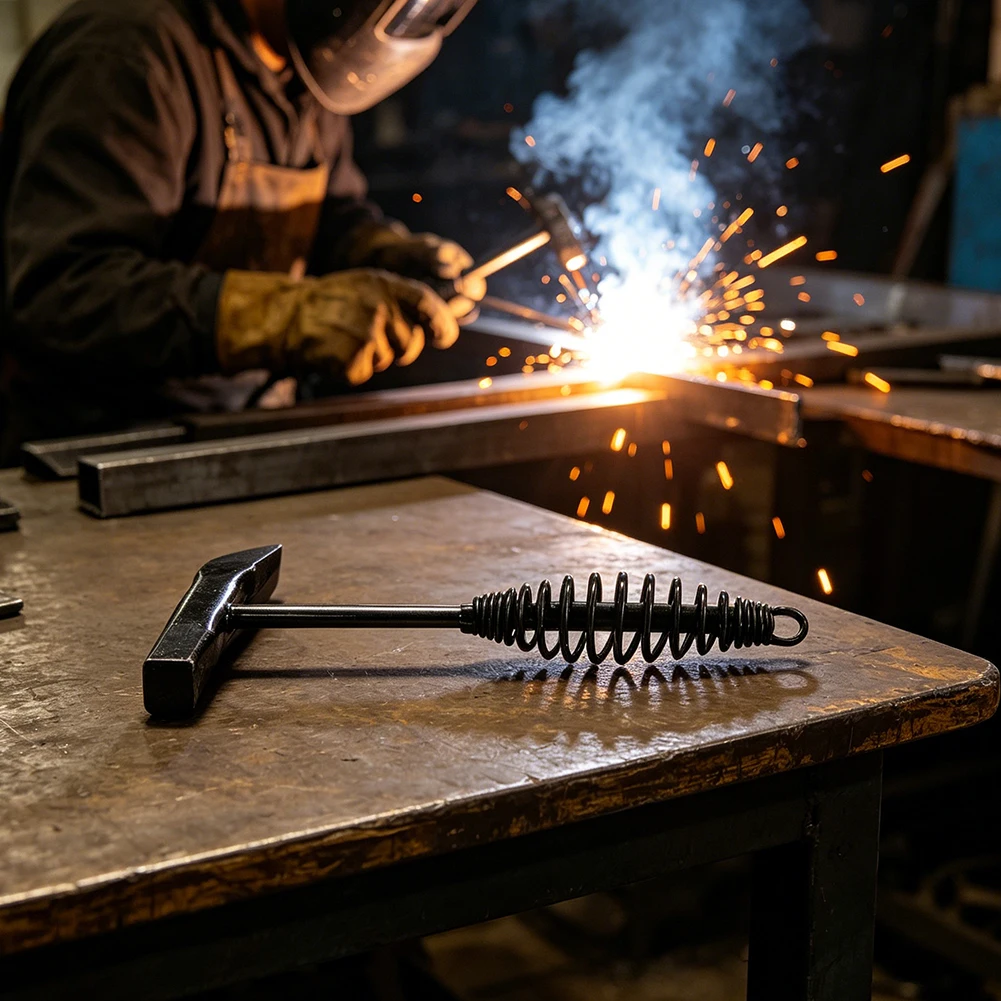 1pc High Carbon Steel Welding Hammer With Spring Handle Robust Slag Hammer For Welding Work Accessories Easy To Use