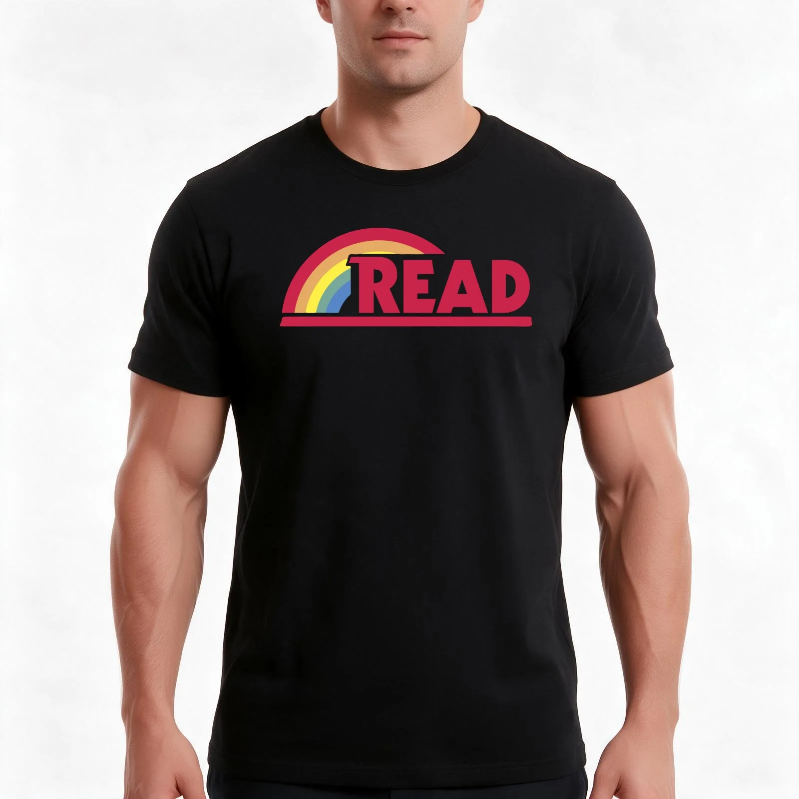 Retro Reading Rainbow Read Parody Teacher, Student, Avid Reader, Book Club, Reading, T-Shirt, Summer Casual Cotton Tee