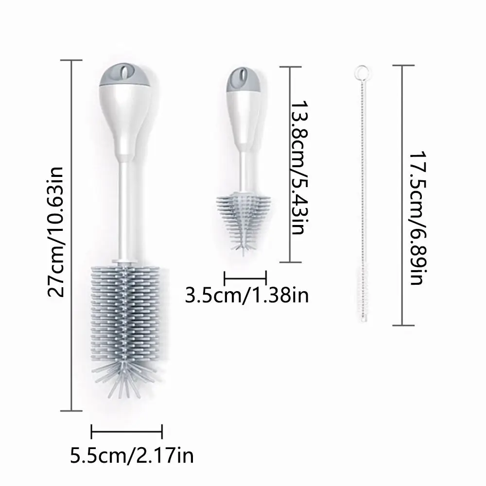 360 Degree Rotation Baby Bottle Brush Set All-Round Long handle 3 in 1 Pacifier Cleaning Kits Detachable Anti-slip