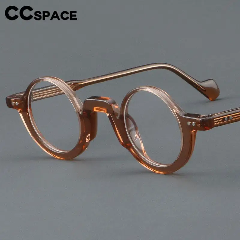 R57447 Casual Round Acetate Glasses Frame Women Retro Rivet Optical Presbyopia Eyeglasses Men Customizable Prescription Eyeglass