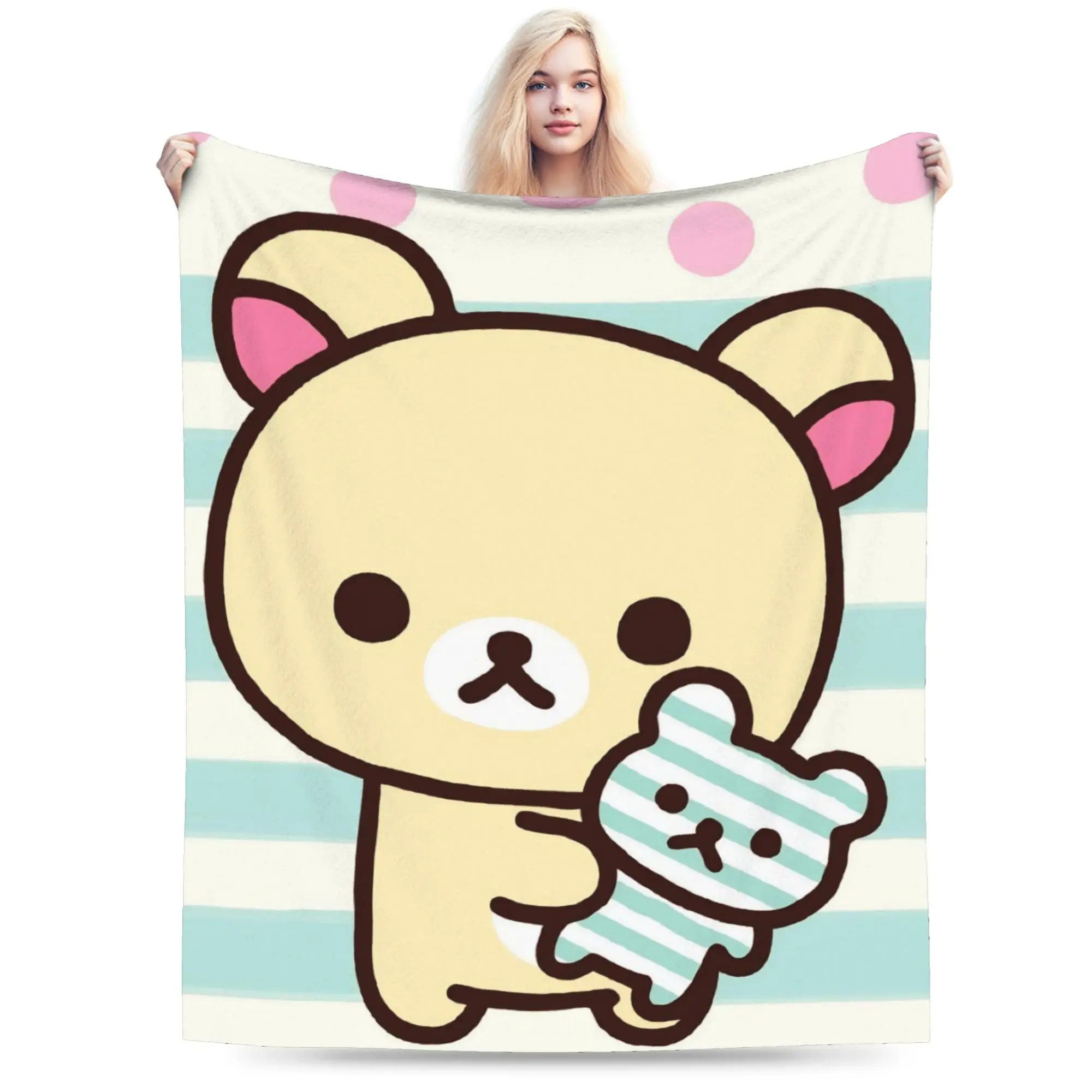 R-Rilakkumas Cartoo Throw Blanket for Couch  Soft Fuzzy Plush Blanket 50x60 Inch Multi-size Bedspreads for All Seasons