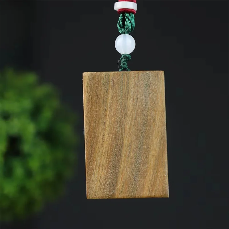 Hign-end Green Sandalwood Carving Dragon Tiger Card Pendant For Men Jewelry Personality Wood Pendants Necklace Male Rope Choker