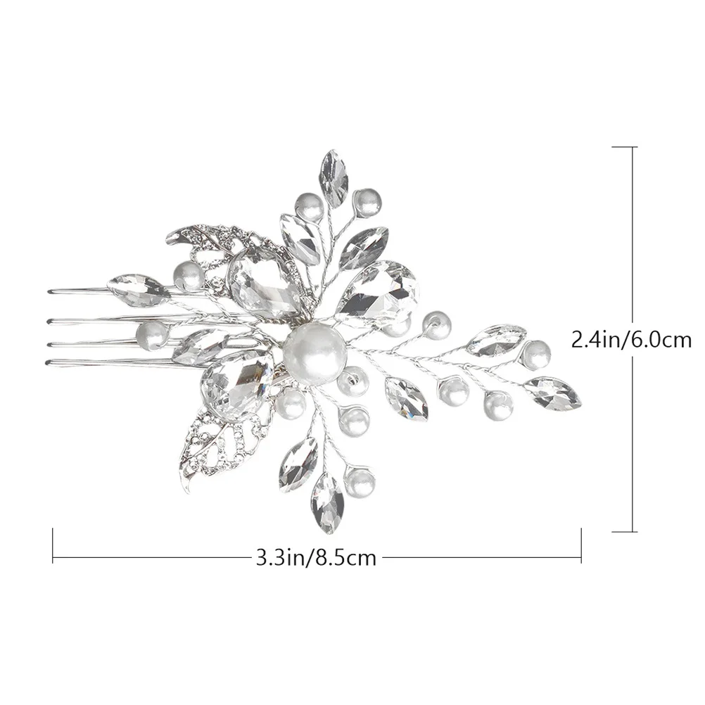 1 قطعة زخرفة العروس اللؤلؤ سبائك الفضة كريستال حجر الراين مشط أنيق غطاء الرأس الزفاف اليدوية فريد الشعر الدعامة للنساء