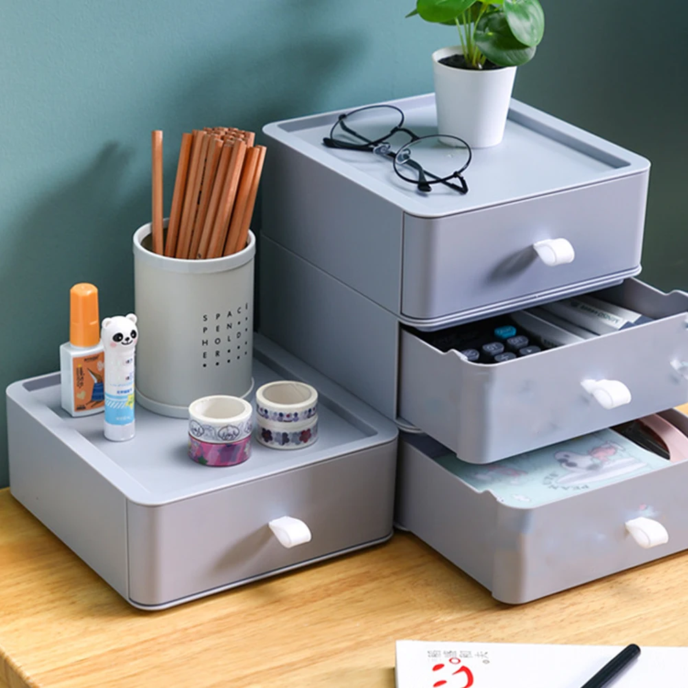 

Multi Layer Storage Box Shelves Drawers Desktop Office Work Cabinet Creative Three Layer Stack Premium Plastic Long