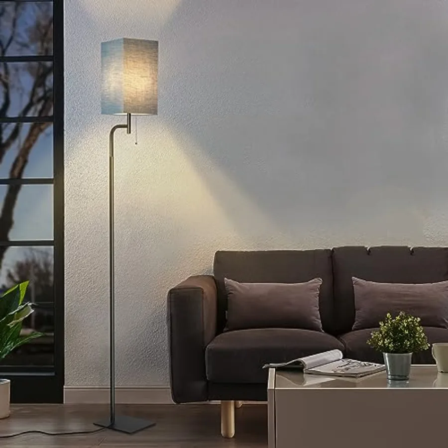 

Floor Lamp for Living Room 3 Color Temperatures Modern Standing Tall Lamps for Bedroom Elegant Linen Shade Minimalist Stand Up