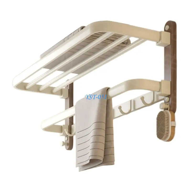 E15A Elegant Wooden Towel Stand With Aluminum Base Perfect For Small Spaces
