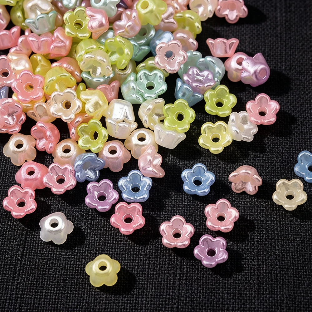 220pcs/lot 5.7x6mm Acrylic Five Petal Flower Beads For DIY Jewelry Necklaces Bracelets Earrings Making Accessories Wholesale