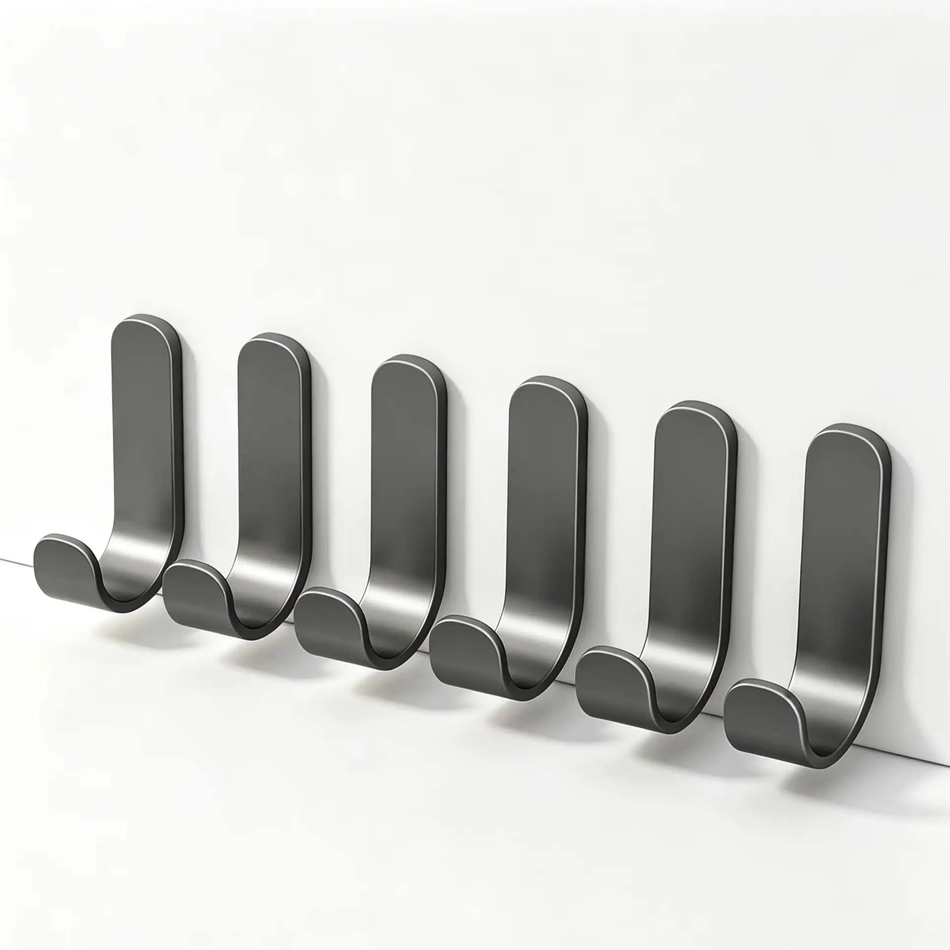 6Pcs Waterproof Self Adhesive J Hooks, No Drill Wall Hanging Hook for Kitchen Bathroom Key Towel