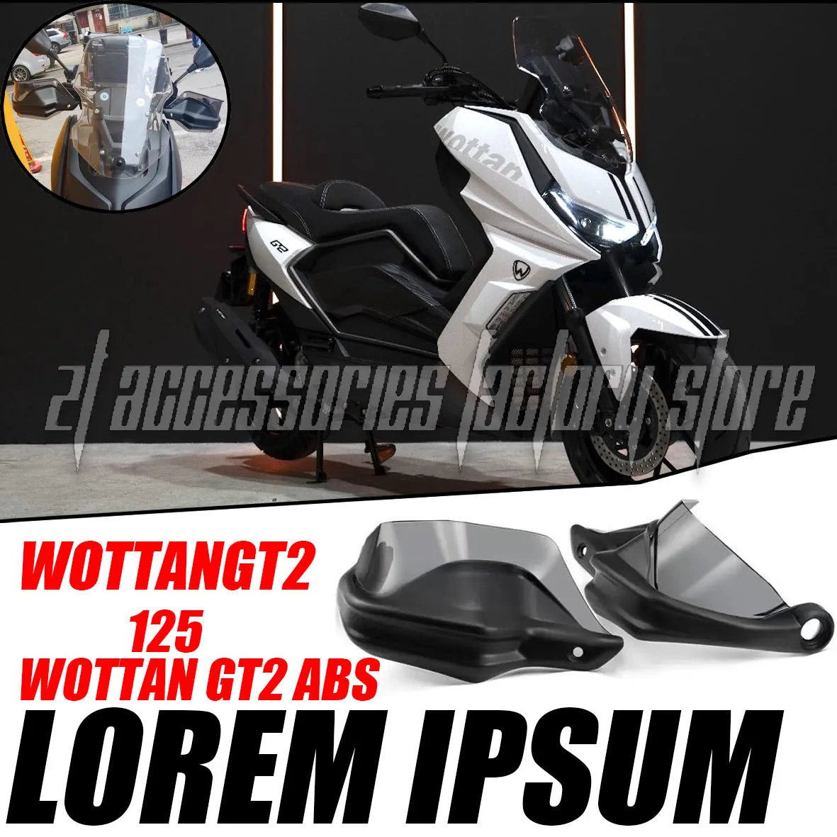 

Совершенно новые аксессуары для мотоциклов Wotan GT2 ABS 125, Wottan GT2, защита рук, защитное снаряжение, лобовое стекло