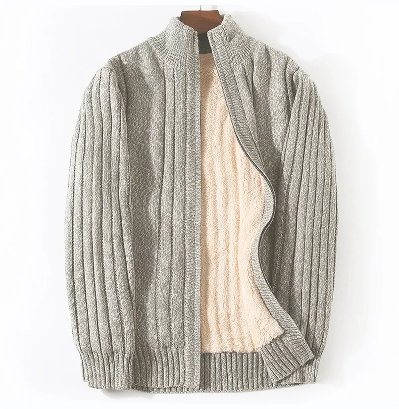 

Plus Size M-6XL 7XL Winter Sweater Male Lamb Cashmere Knitted Black Cotton Polyester Thicken Warm Cardigan Men 2025 Clothing
