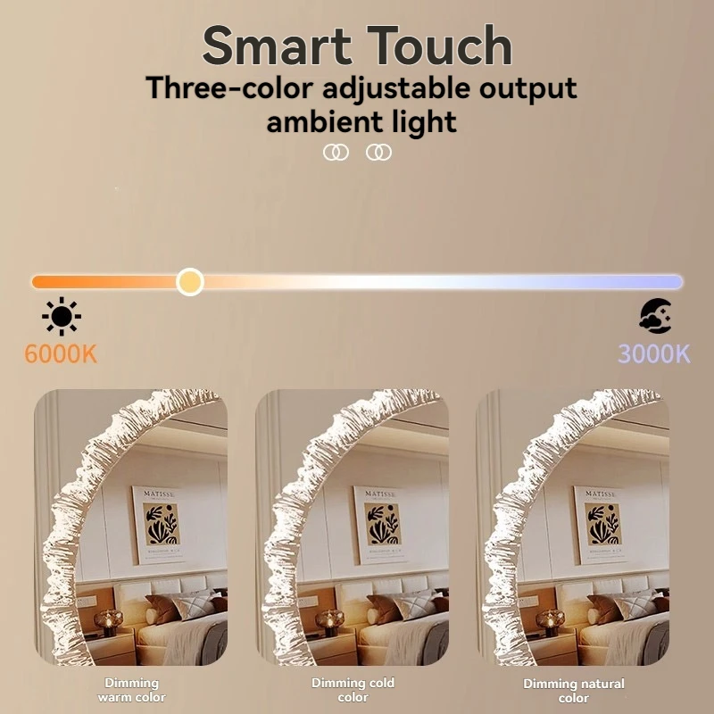 Make-up-Spiegel mit LED-Licht, Desktop-Aufladung, Sonnenblütenblatt, Kosmetikspiegel, Desktop-Licht, luxuriöser, drehbarer Fülllicht-Schönheitsspiegel