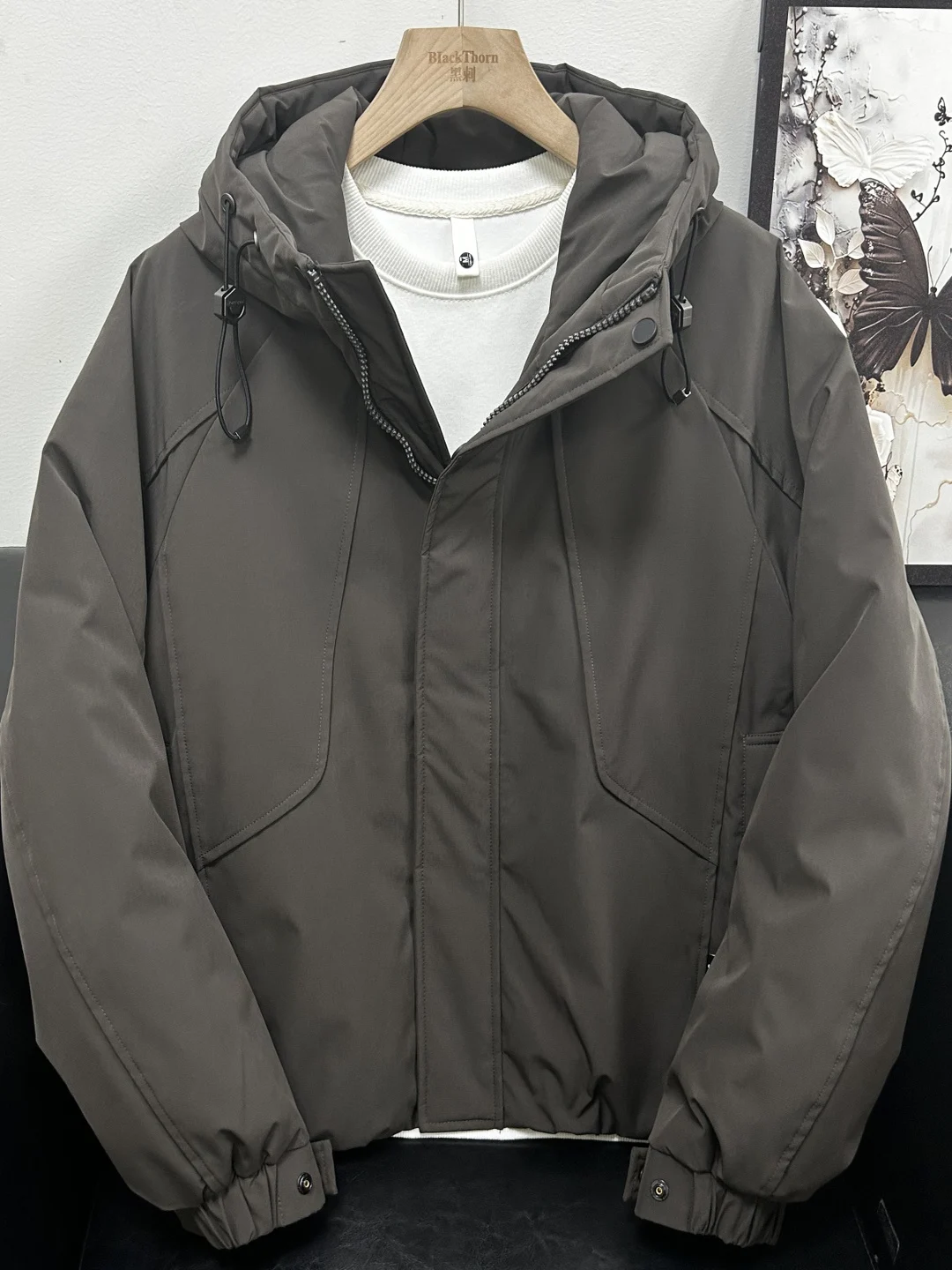 

Casual Loose Fit Hooded Men's down Jaet Youthful Warm Versatile Couple's Outerwear Trendy Polyester Fiber 3D Design White D...