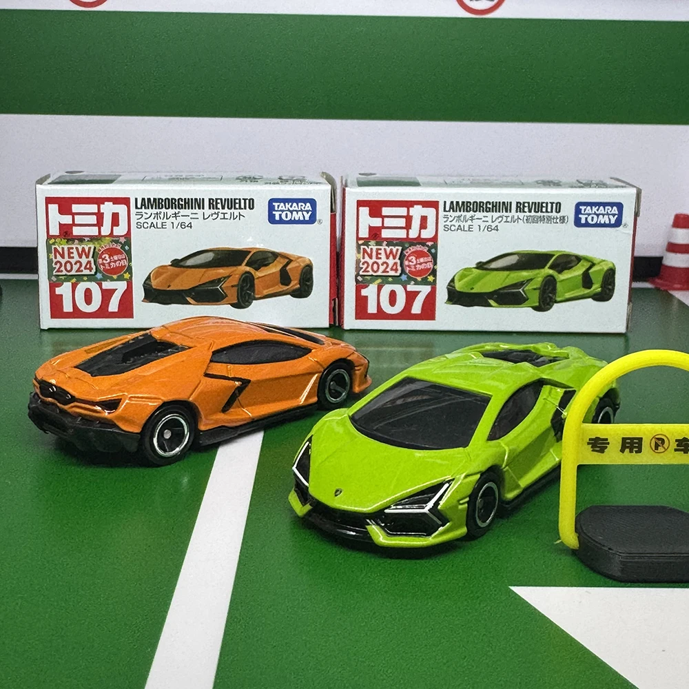 Takara Tomy Tomica nr 107 Lamborghini Revuelto samochód zabawki ze stopu pojazd silnikowy odlewany metalowy model dla dzieci