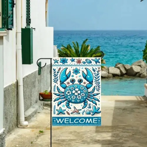 

* Новый * Красивый синий краб ~ Морская звезда ~ Добро пожаловать в сад флаг ~ 12X18