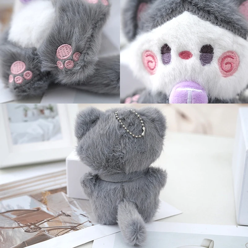 Lindo juguete de peluche de gatito de dibujos animados, llavero de muñeca de gato de peluche suave, colgante de mochila, decoración de pareja, llavero de coche para mejor amigo, regalo