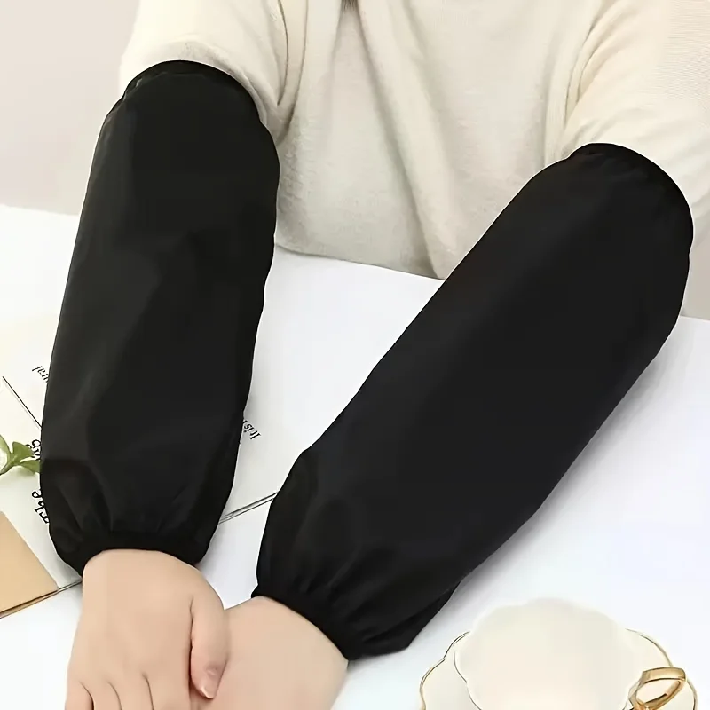 3 Pairs of Waterproof PVC Arm Sleeves for Adults - Oil-Resistant, Durable, Unisex Black Sleeve Protectors for Kitchen
