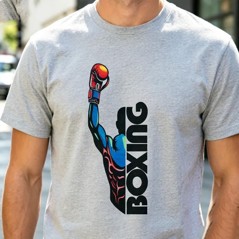 Grunge Vintage Boxing Punching Bag American Flag Glove Work Out Graphic Short Sleeve T Shirt Men Women Cotton Street Fitness