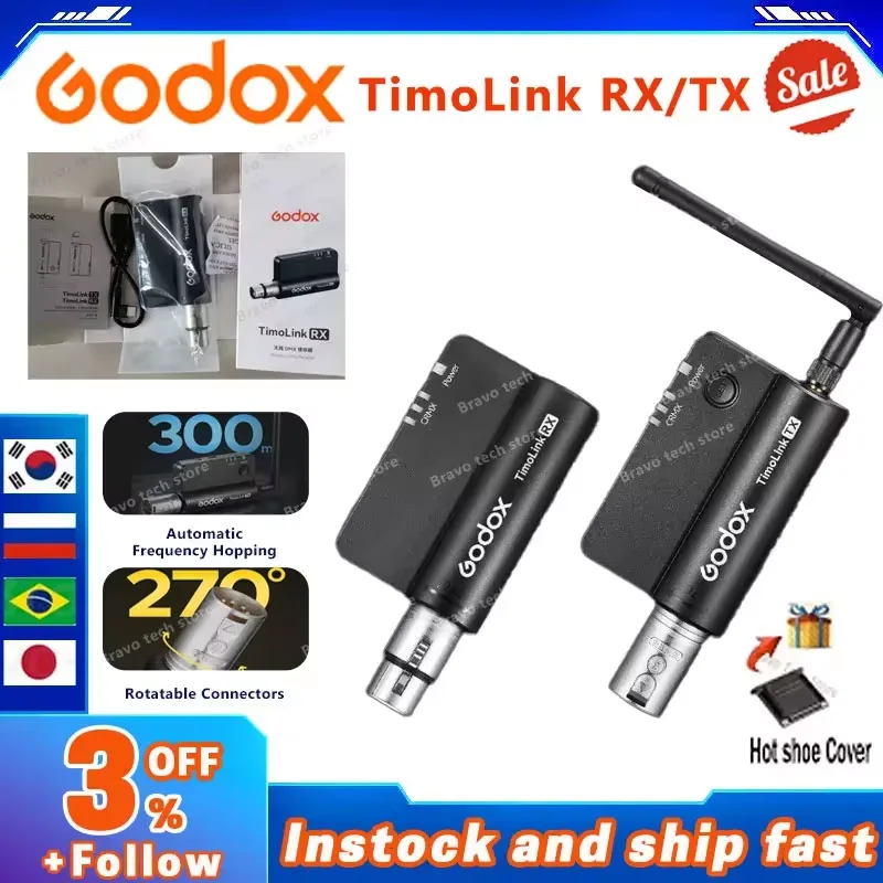 Godox TimoLink RX TX TRX Wireless DMX Transmitter Receiver Built with CRMX Modules for Filmmakers Broadcasters