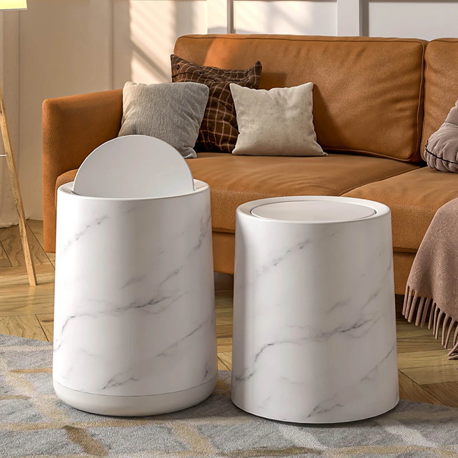 Marble Trash Bin Removable Inner Garbage Bin Paper Basket Garbage Basket Garbage Container Household Trash Bin for Office