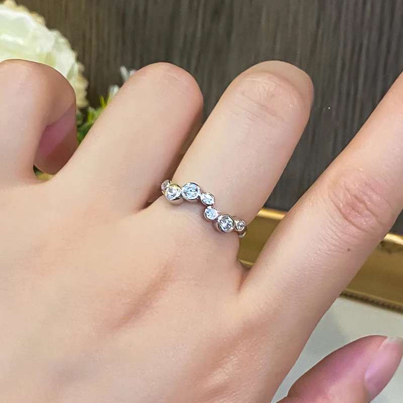 FENTTECI New Trendy Moissanite Diamond Ring Pt950 Platinum Irregular Ring for Women Engagement Wedding Party Fine Jewelry